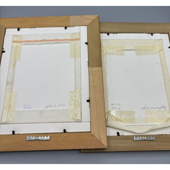 Vtg Set Of 2 Framed Angel Cross-Stitch Art With Gold‎ Frames Colorful Background - Picture 4 of 7